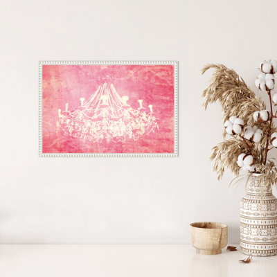 Pink Chandelier by Graffi*tee Studios Framed Canvas Wall Art Print