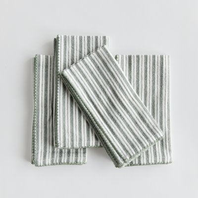 Ensemble de serviettes de table en coton vert verdoyant Olenna Feuille 5
