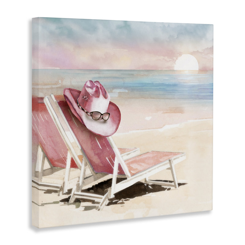 Toile de chaises de plage rose rosé, design par Paul Mathenia, H 30 po x l 30 po
