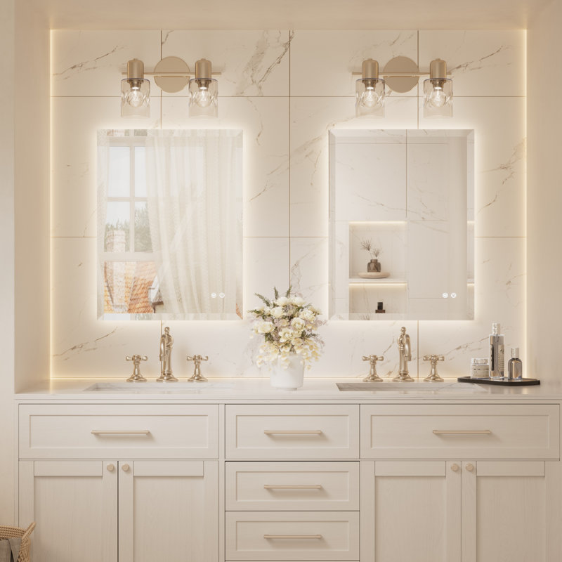 Beveled LED Backlit Bathroom Vanity Mirror, 32" x 24"