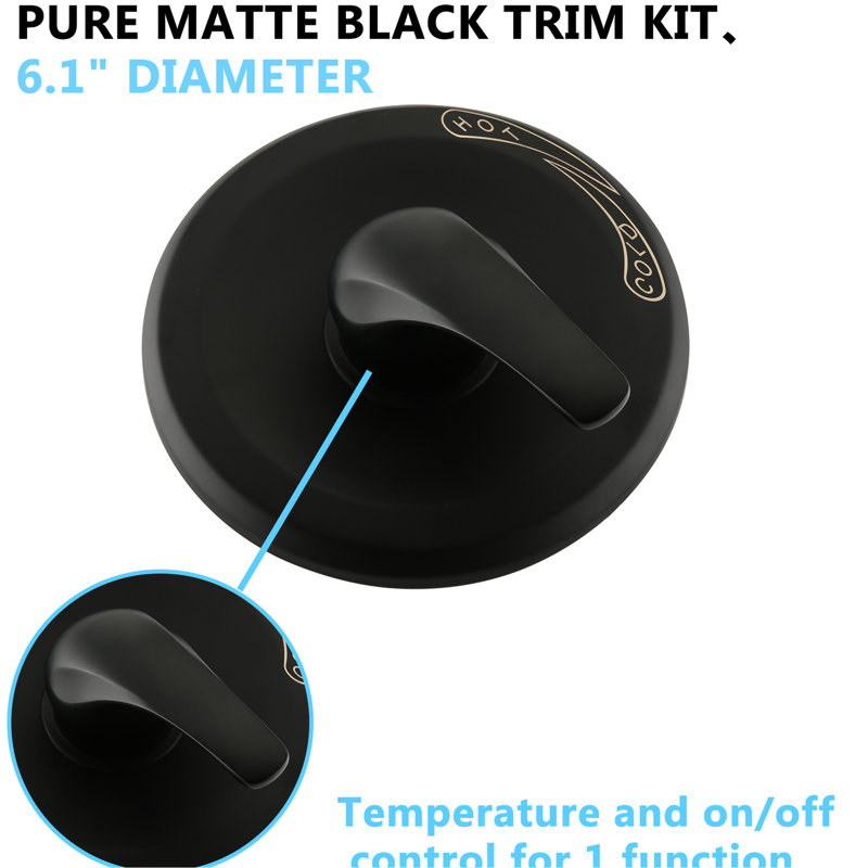 Matte Black Shower With Single Handle Class. Contains Rain Showerhead, Handheld Shower, Tub Spout & Valve. 1.8 Gpm Flow. Resists Corrosion. Wall Mounted In Pattern. With To 360° Adjustable. Mount