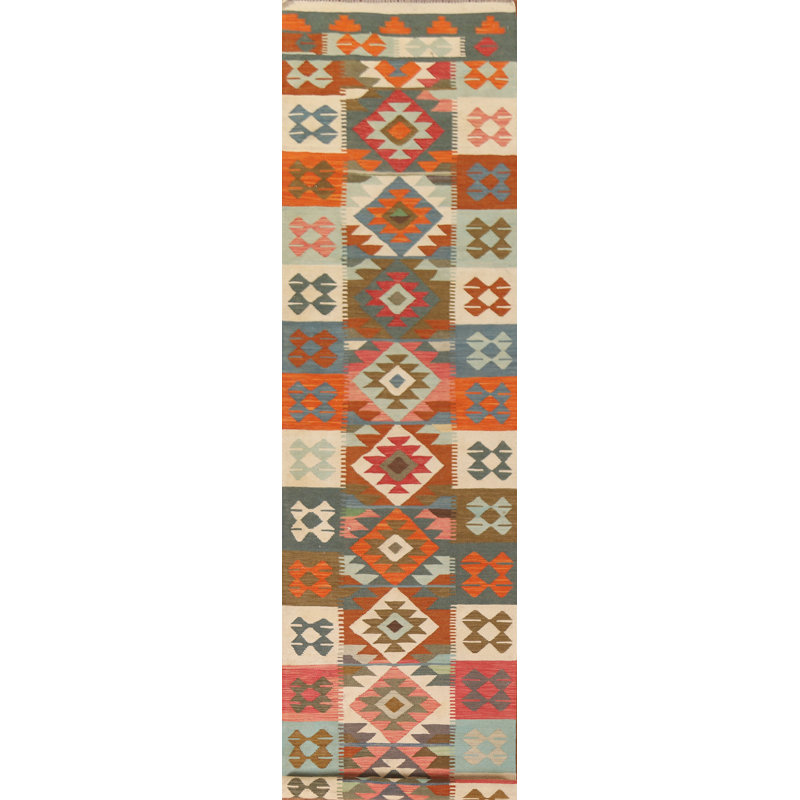 Reversible Wool Kilim Oriental Runner Rug 3x16