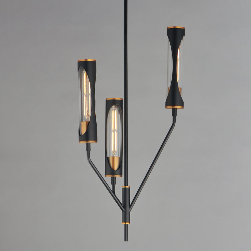 Regent-Multi-Light Pendant, Black/Antique Brass