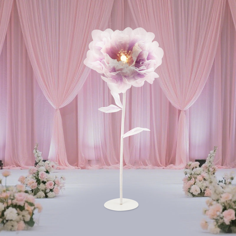 Grande fleur artificielle à ouverture automatique pour la fête d'anniversaire de mariage, Mauve