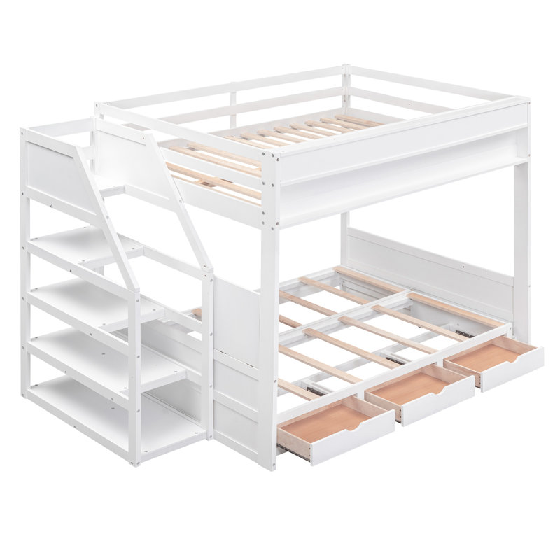 Lit superposé avec lit inférieur convertible, Blanc