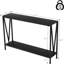 Console étroite industrielle 43 po: table de couloir en métal à 2 tablettes