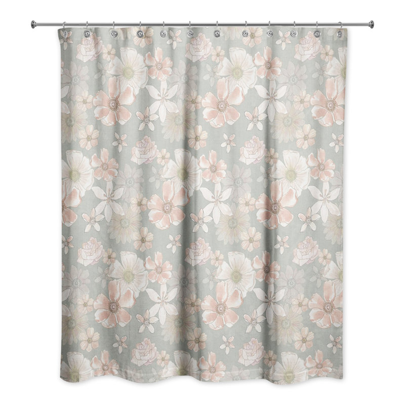 Rideau de douche simple à motif floral, Vert