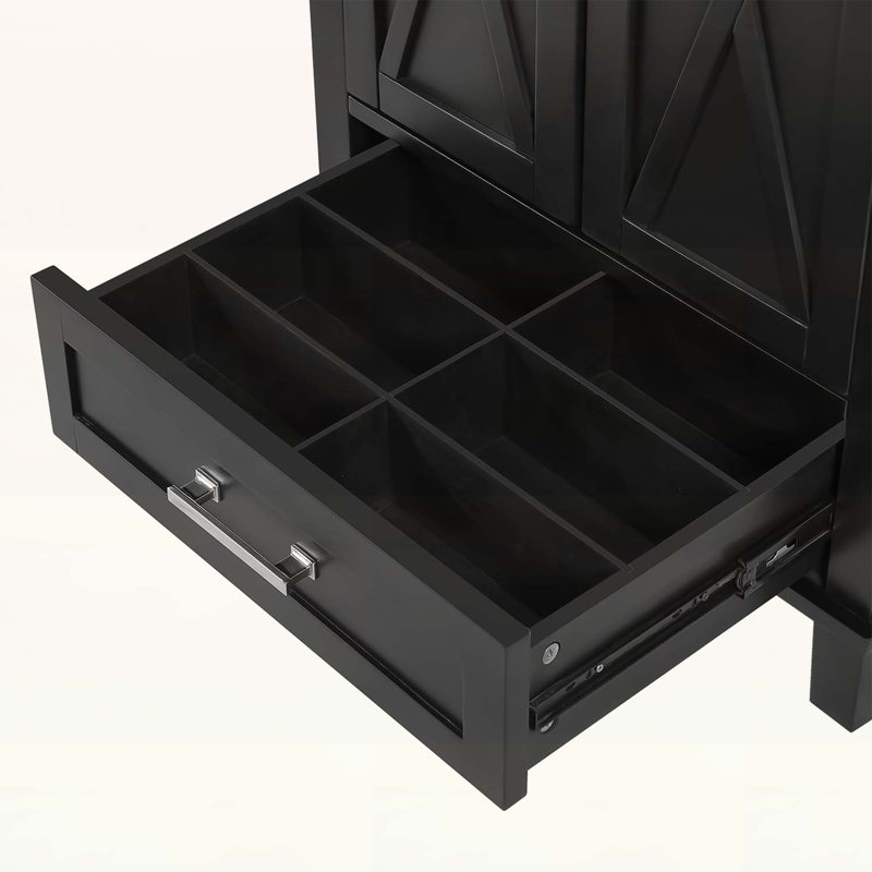 Meuble-lavabo moderne avec lavabo, rangement intelligent avec tiroir et tablettes, Black