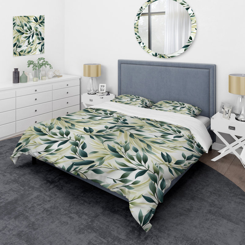 Ensemble de housse de couette Zen Leaf, Housse de couette pour grand lit et 2 taies décor