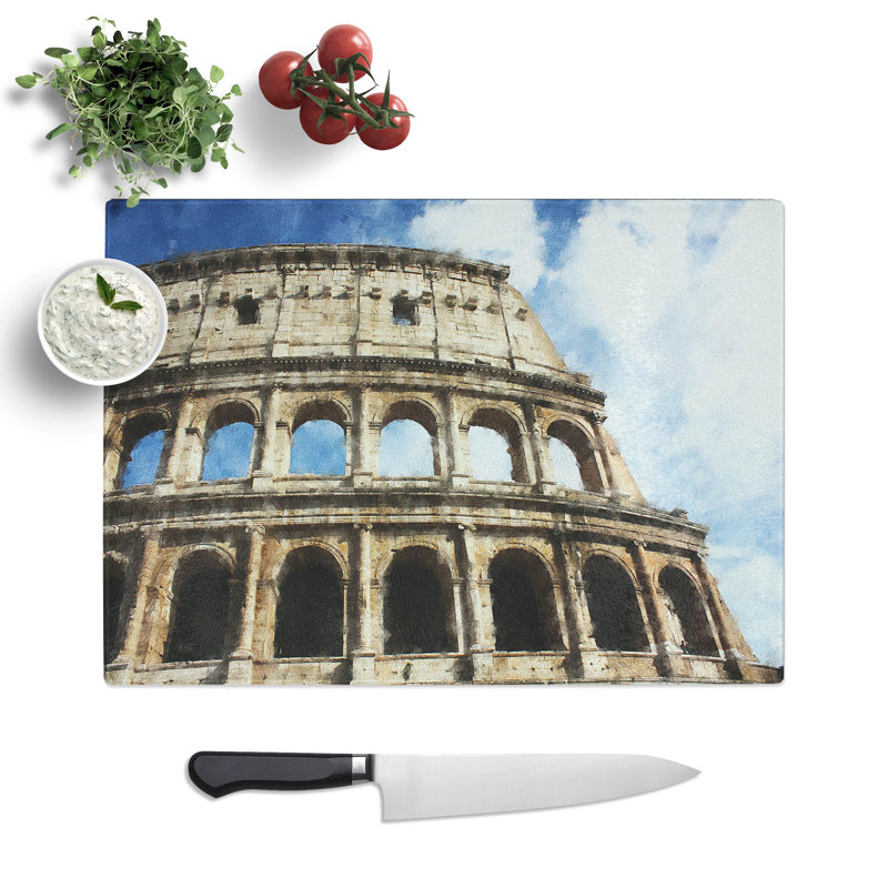 Coliseum in Rome Painting Chopping Board, 0.4cm H x 20cm W x 28.5cm L