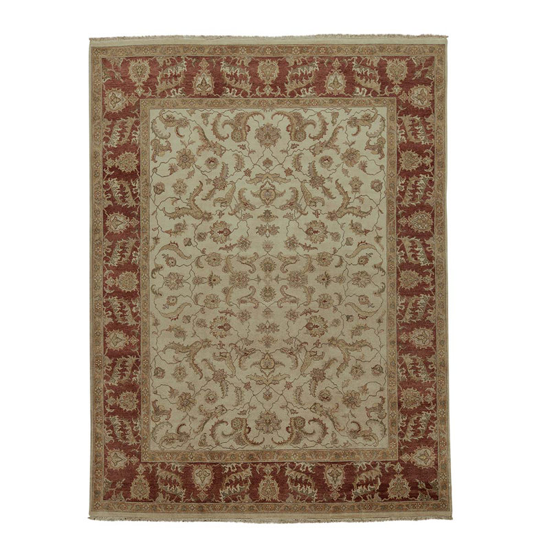 Wool Oriental Area Rug in Brown/Ivory/Rust