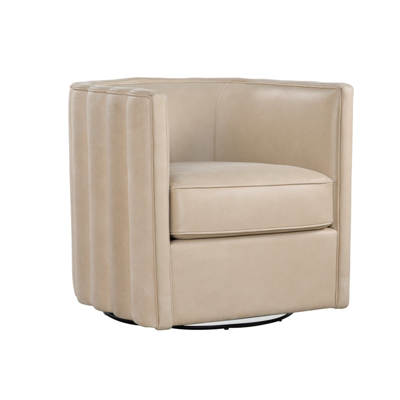 Jones Swivel Chair in Selena Storm, Selena Oat Genuine Leather