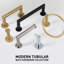 Emtek Modern Tubular Brass Towel Bar w/ Chamfered Square Rosette, Center-to-Center-902377180-902377169