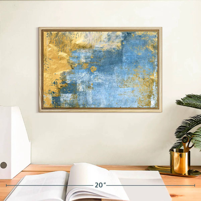 Or et bleu Lindell, Cadre flottant en bois naturel, 13 po x 9 po