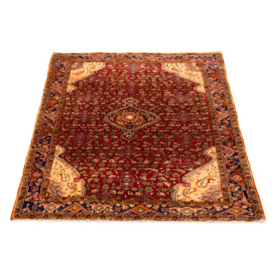 Hand Knotted Anatolian Vintage Red Wool Rug 4'3" x 5'11"