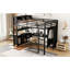 Lit mezzanine double avec rangement et bureau en métal noir, garde-robe inclus, pour les adolescents adultes, bureau en métal robuste, adultes-1604030023
