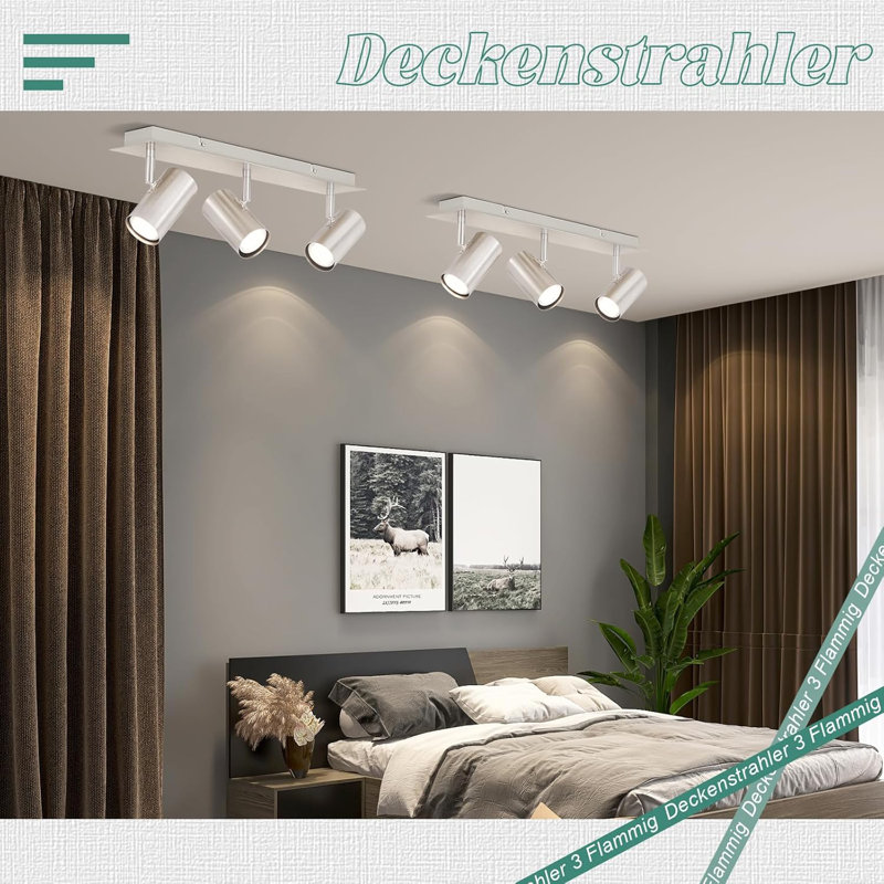 Ceiling spotlight living room ceiling light - ceiling lamp GU10 nickel metal hallway lamp modern ceiling spot swiveling 330° kitchen lamp for living room kitchen bedroom no light source