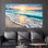 Impression sur toile imprimée: décor de vacances coucher de soleil sur le littoral océanique, toile de fond noire 1P
