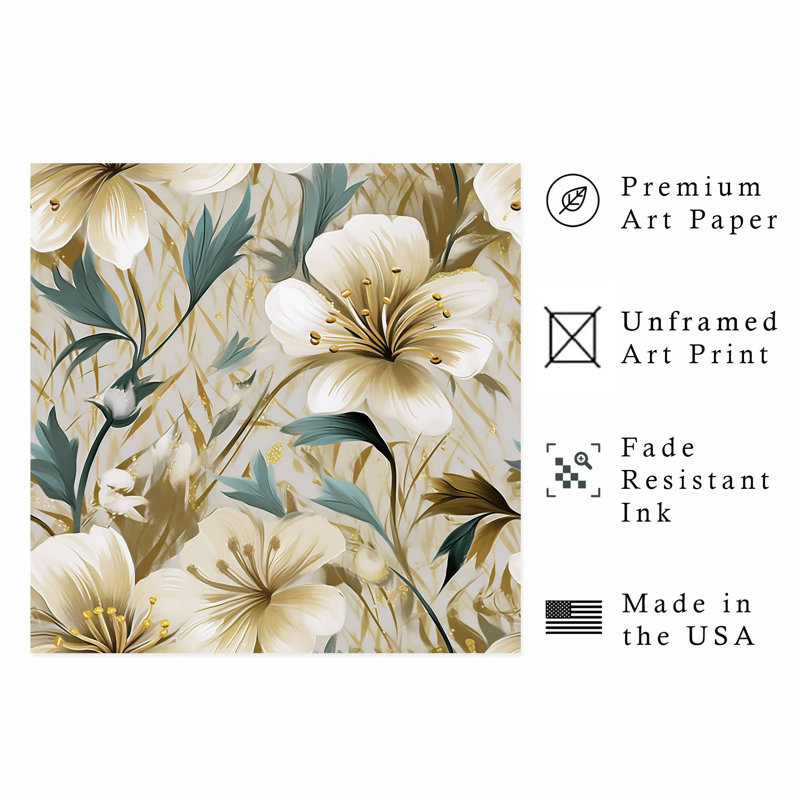 Impression florale moderne sans cadre, H 28 po x l 28 po