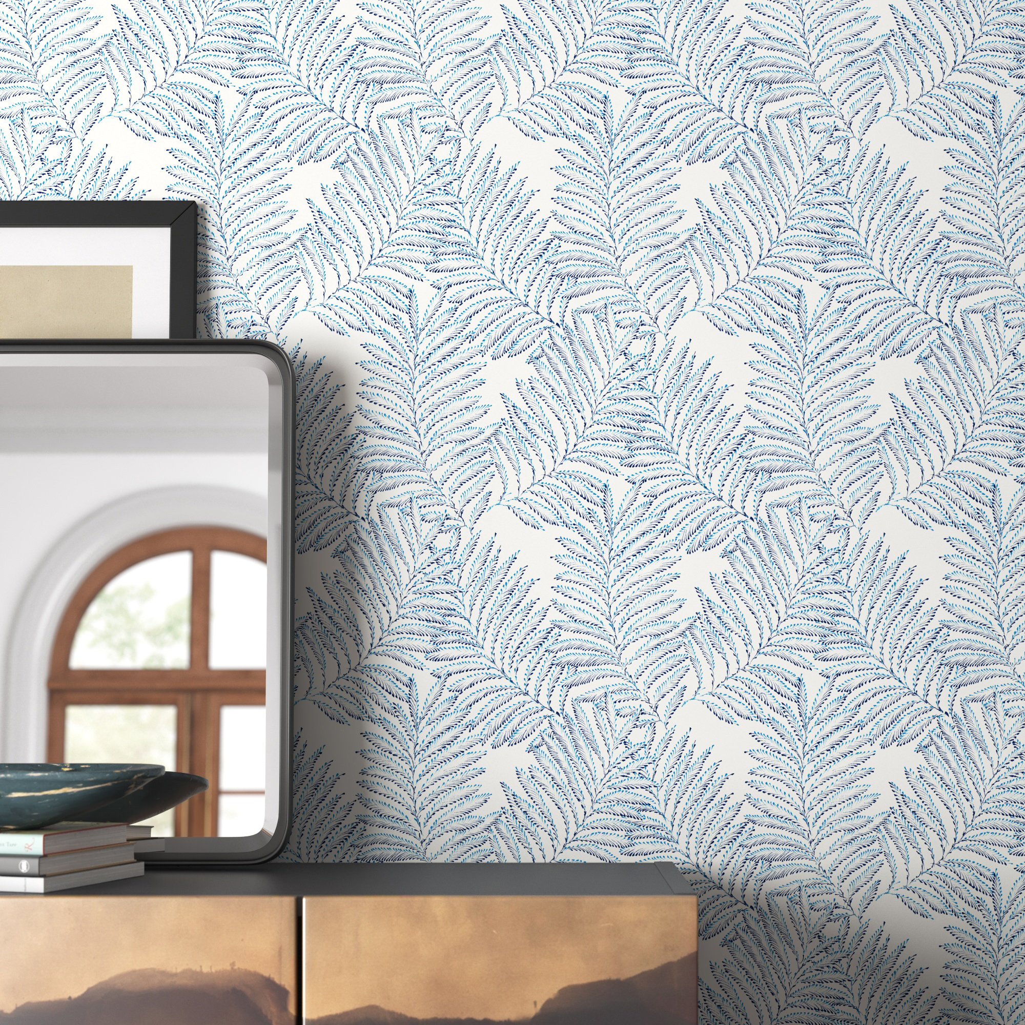Palmina Modern Floral Wallpaper, Blue