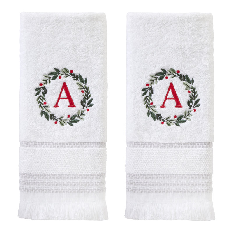 WREATH MONOGRAM A EMB HAND-WHT