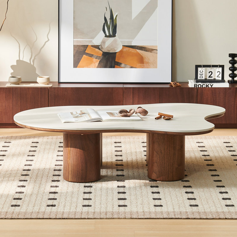 Table basse Masiyah Modern Cloud Living, Jaune clair / brun