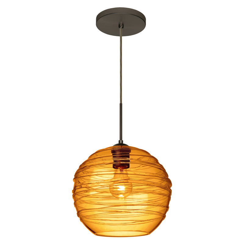 Lukens 1 - Light Single Pendant, Brushed Bronze, Amber