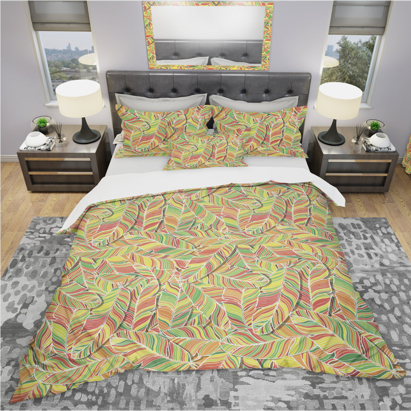 Ensemble de housse de couette en microfibre jaune / doré, Housse simple + 1 taie décorative