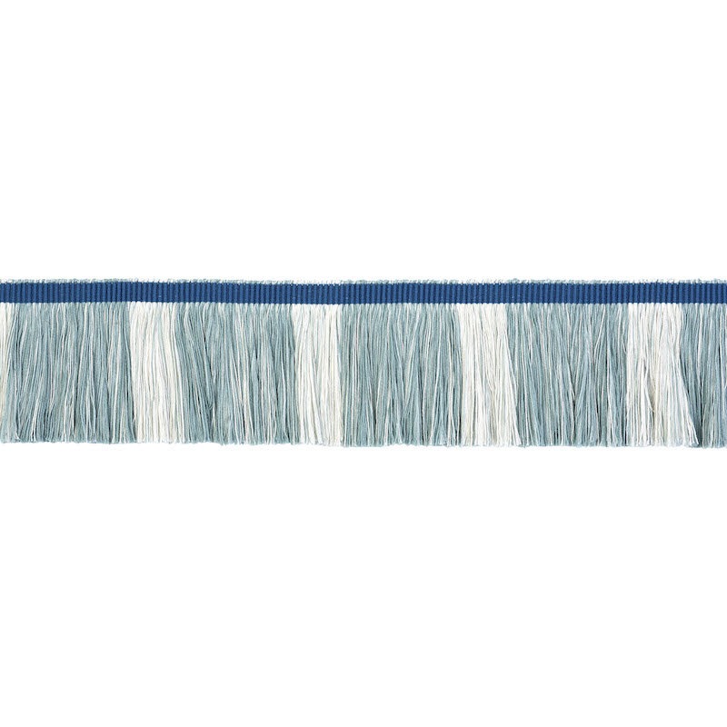 Schumacher x Stephanie Seal Brown Calcada Fringe, Blue/ Pale Blue/ White