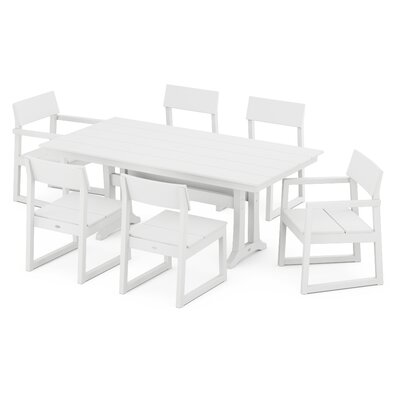 EDGE 7-Piece Farmhouse Trestle Dining Set -  POLYWOOD®, PWS717-1-WH