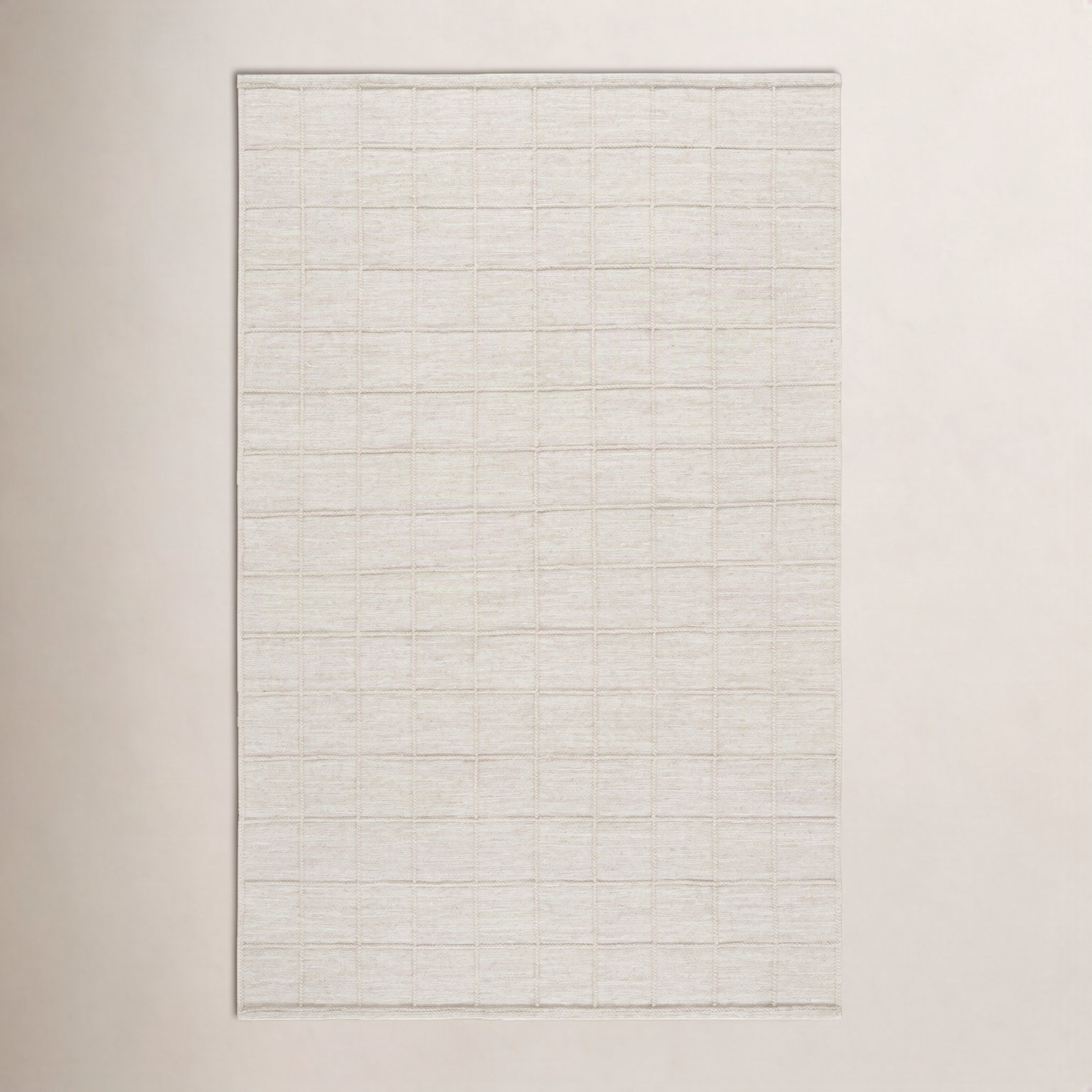 Beige Hand-Woven Geometric Wool Rug, Rectangle 6' x 9'