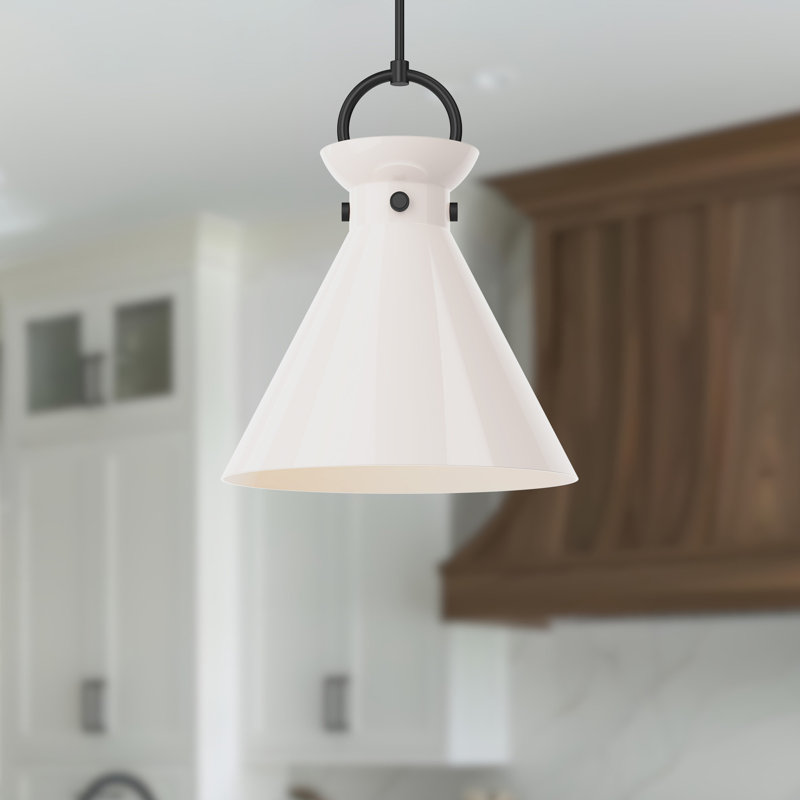 Luminaire suspendu conique à 1 lumière Tiney, Noir mat, H 21,75 po x l 18 po x P 18 po