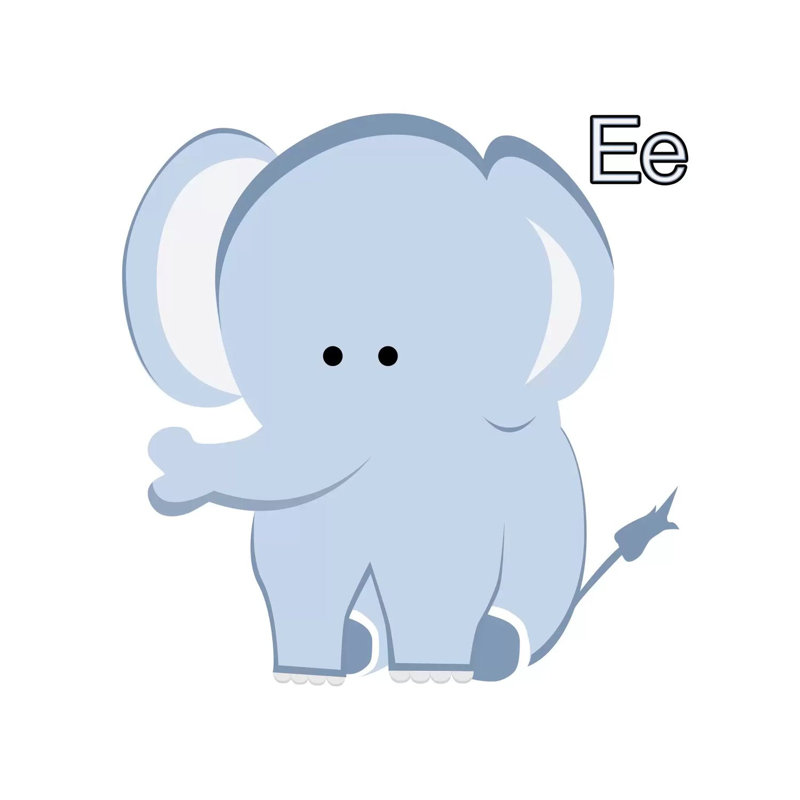 E Is For Elephant by 5by5collective - Wrapped Canvas Print, 30.48 cm H x 30.48 cm W