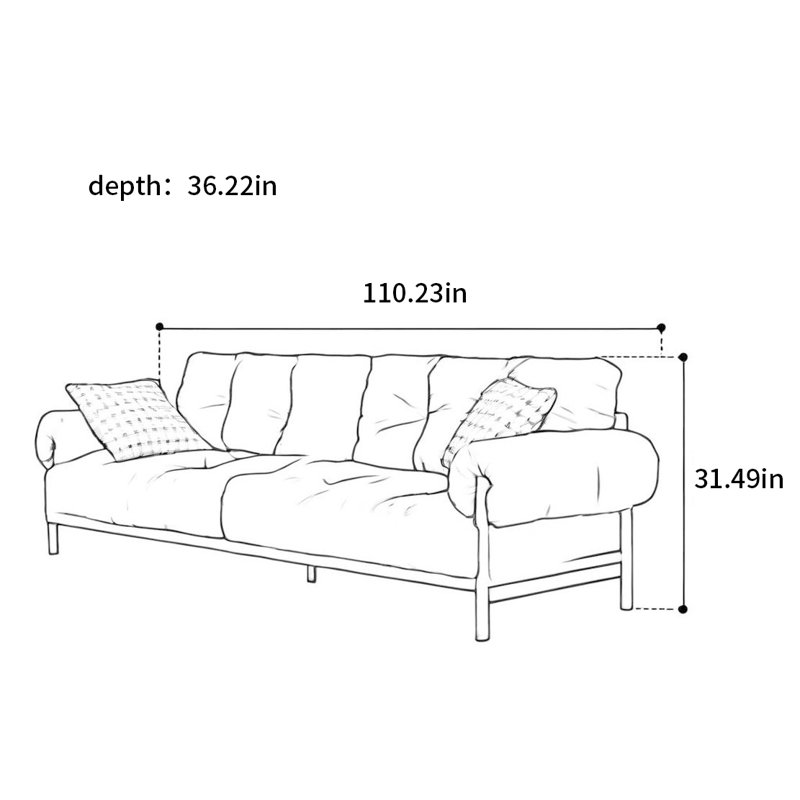 Canapé de luxe moderne en coton et lin, H 31,49 po x P 36,22 po x l 110,23 po, 4