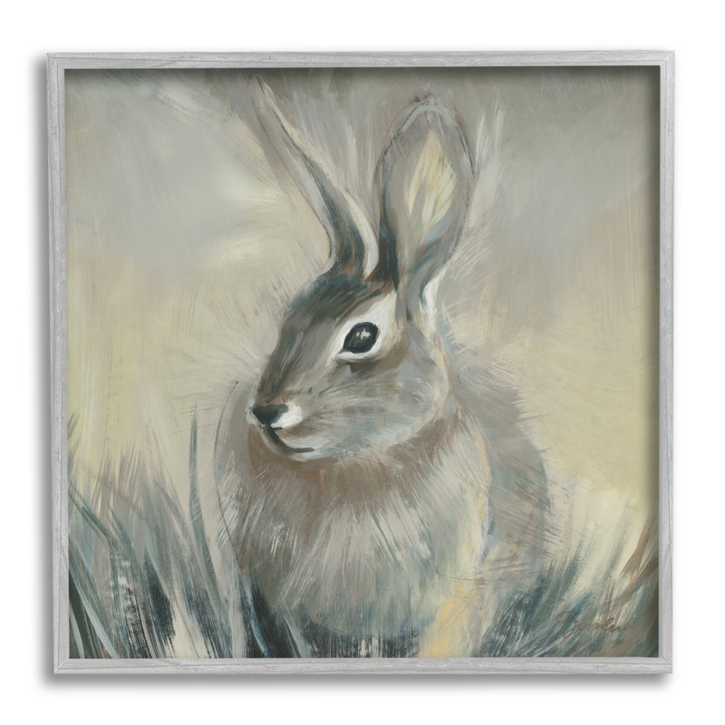 Portrait d'un lapin gris et jaune, L 24 po x H 24 po, Estampe numérique Farmhouse