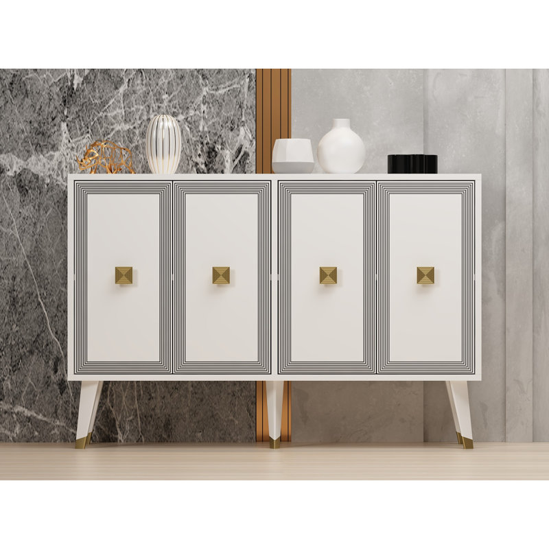 Odessa 80cm Sideboard, White/Gold
