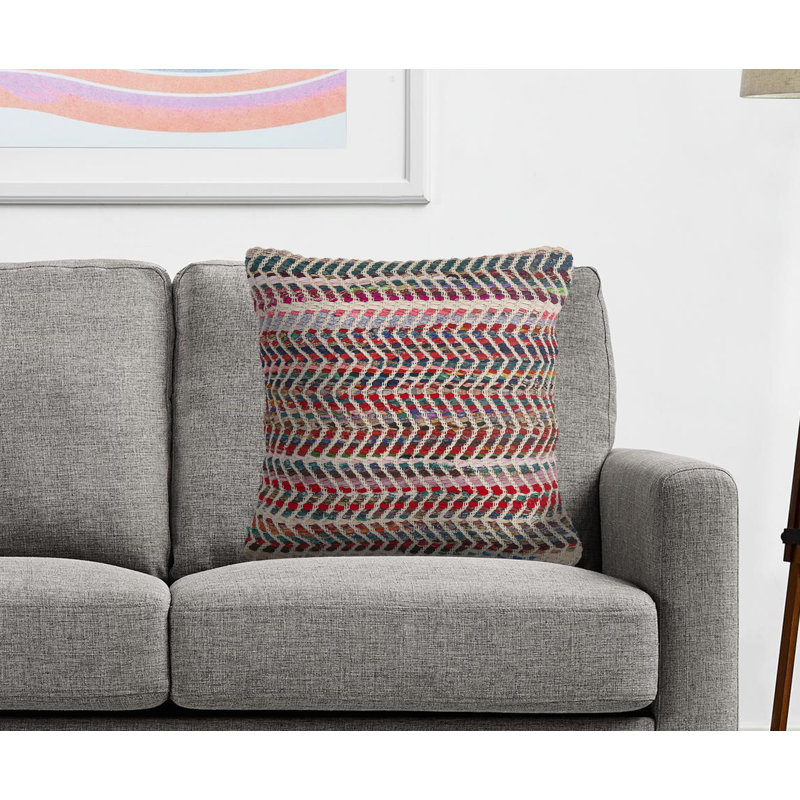 Multicolor Chevron Woven Square Throw Pillow 18"