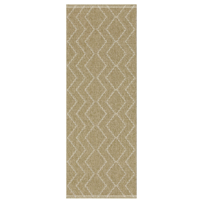 Jute/White Indoor/Outdoor Area Rug, Runner 2'7" x 7'3"