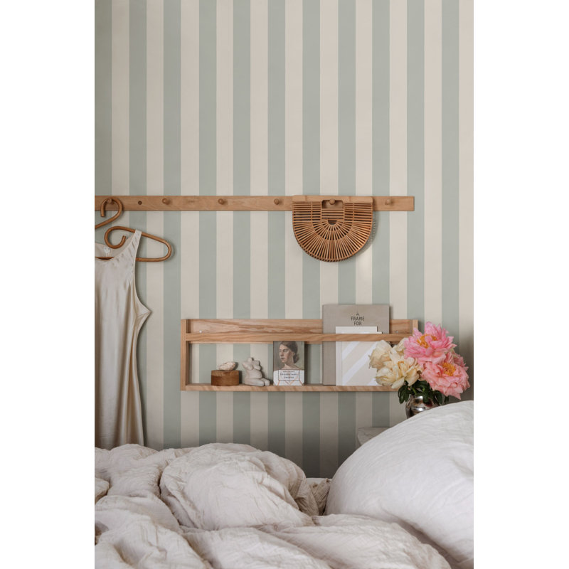 Villa Dalaro 2 Striped Wallpaper Roll, Sage Green