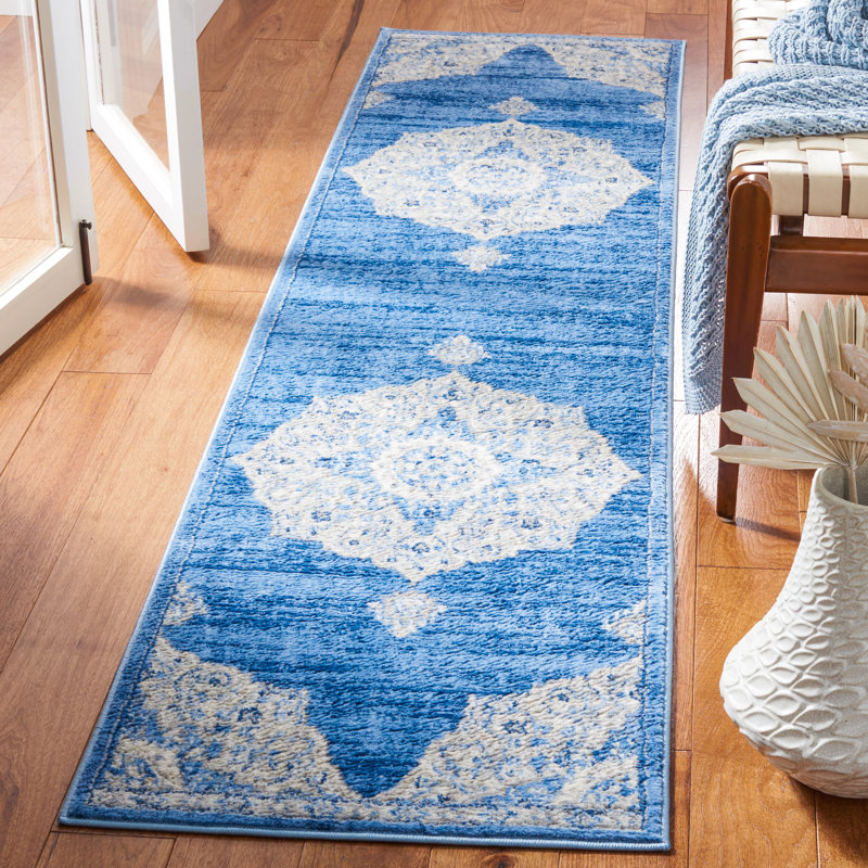 Arvillia 802 Area Rug In Blue / Grey, Runner 2' x 8'