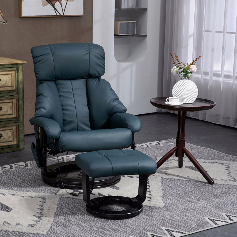 Avec fonction de massage avec fauteuil inclinable et repose-pieds, pivotant à 360 ° avec fonction inclinable, bleu