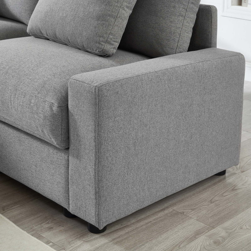 L-Shaped Modular Sectional Sofa with Hidden Storage and Tool-Free Assembly, 30.31" H x 103.54" W x 61.42" D, Gray Polyester