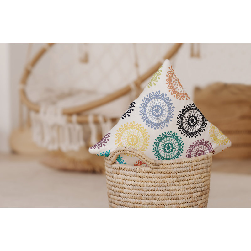 Housse de coussin d'extérieur carré Happy Hippy, sarcelle, H 16 po x l 16 po
