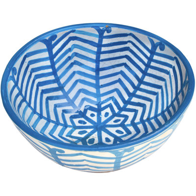Bol décoratif en céramique à motif andalou bleu de la fin du 19e siècle