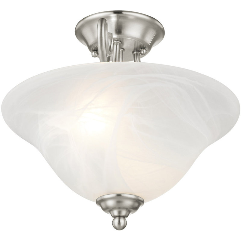 Plafonnier semi-encastré en verre, Nickel brossé