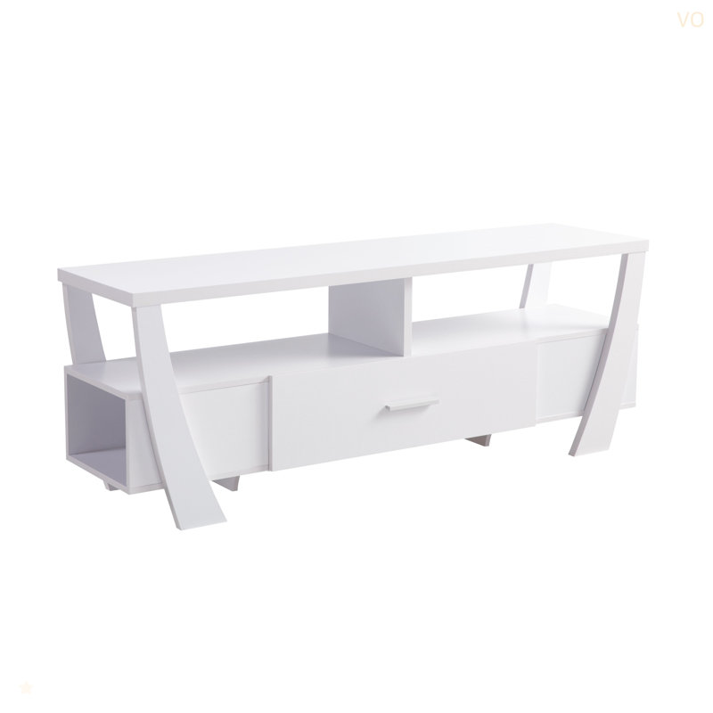 Meuble télé contemporain avec quatre tablettes et un tiroir