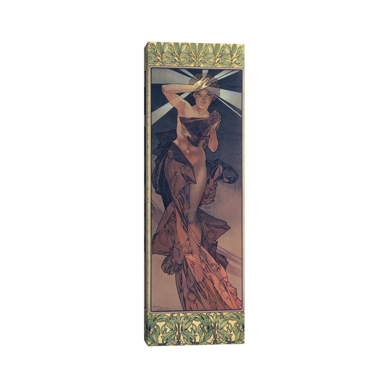 The Moon And The Stars: Morning Star, 1902 by Alphonse Mucha - Wrapped Canvas Panoramic Print
