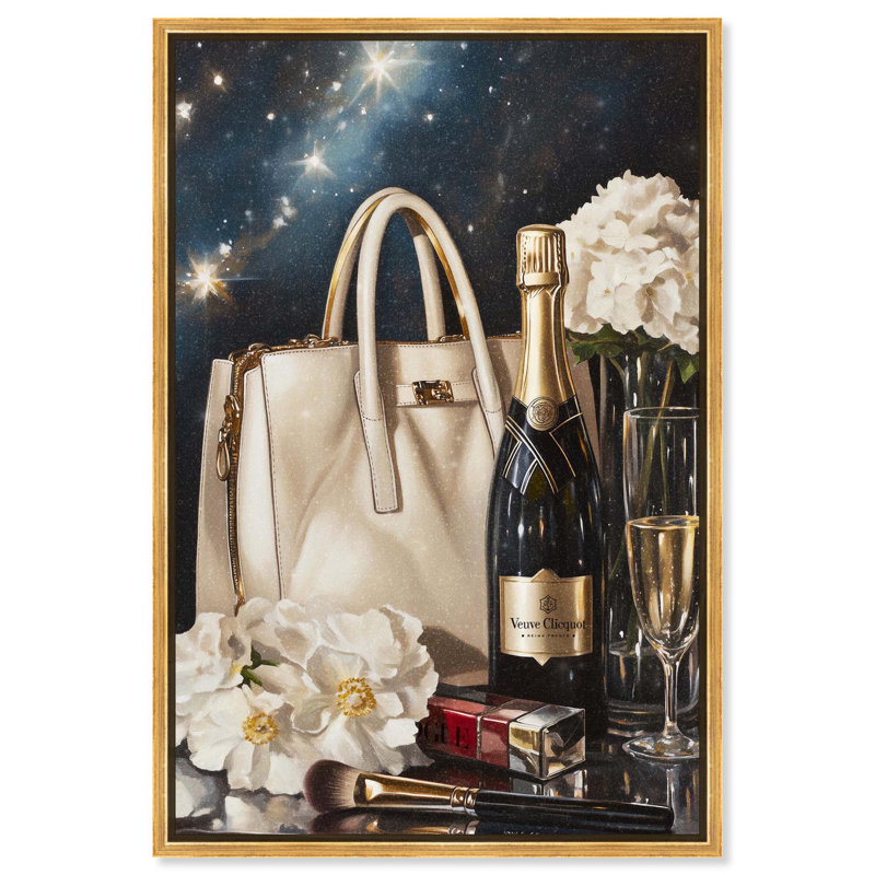 «Cheers to Starry Glam», reproduction d'art sur toile par Art Remedy, H 46 po x l 31 po, Cadre flottant doré
