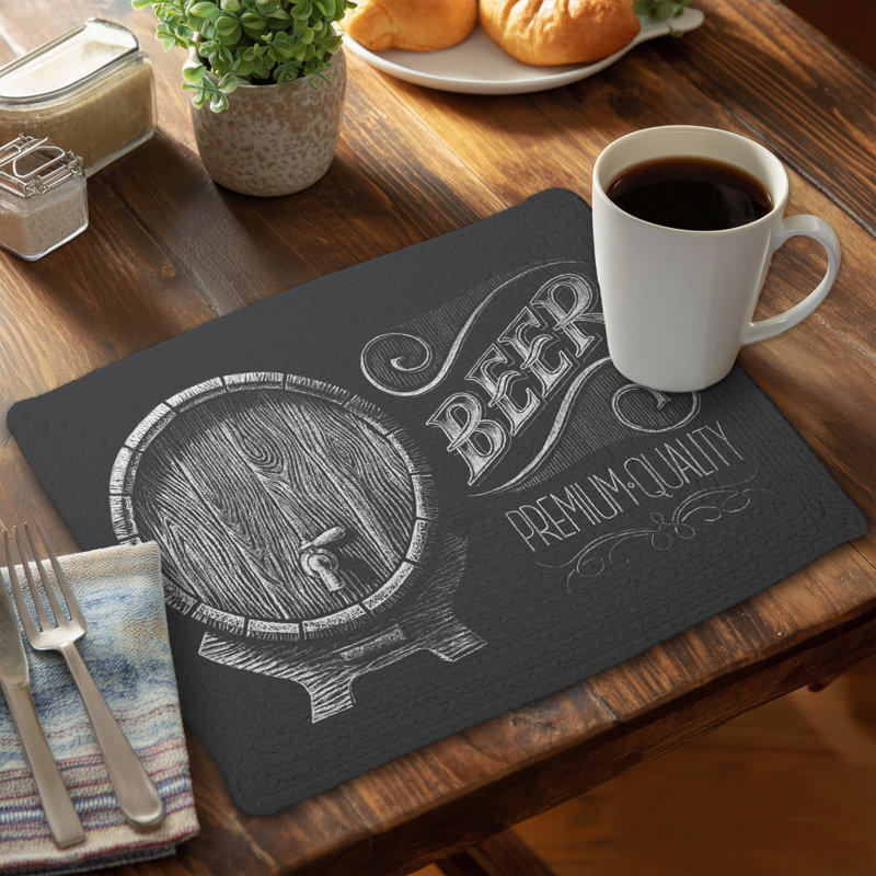 Old Beer Sign White Polyester Placemat | Home Decor Kitchen