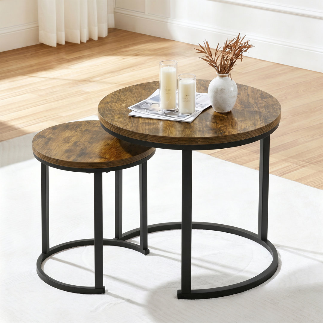 Metal Frame Coffee Table, Round Nesting Table Set